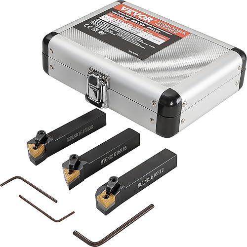 Miniatura 9 de VEVOR 3 piezas de soporte de herramientas de torneado de torno indexable, 58 pulgadas, herramientas de corte de torno de metal de alta resistencia