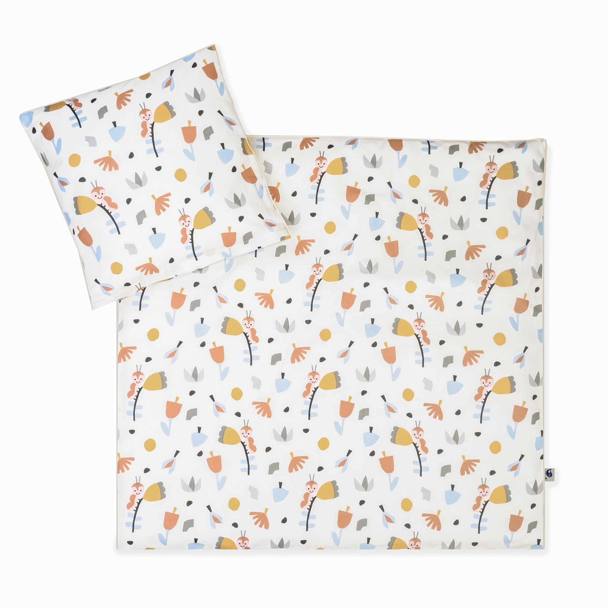 Julius Zöllner Organic Crazy Flowers Bed Linen, Size 80 x 80 and 35 x 40 cm, Baby Bedding, Tested for Harmful Substances