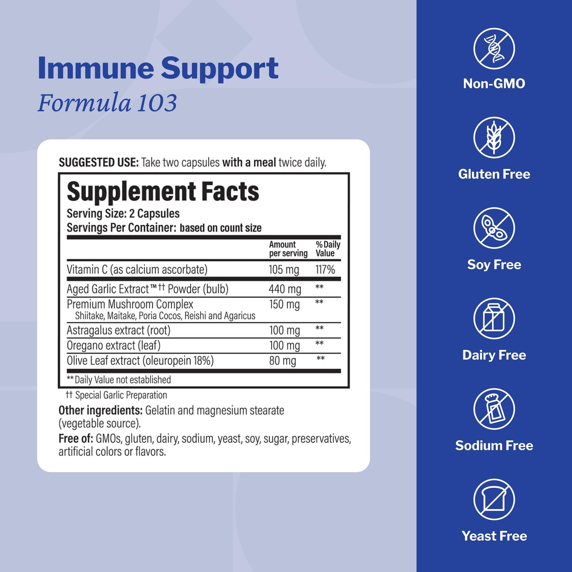 Kyolic Aged Garlic Extract Immune Support* Formula 103, 300 Capsules — Amazon image 3