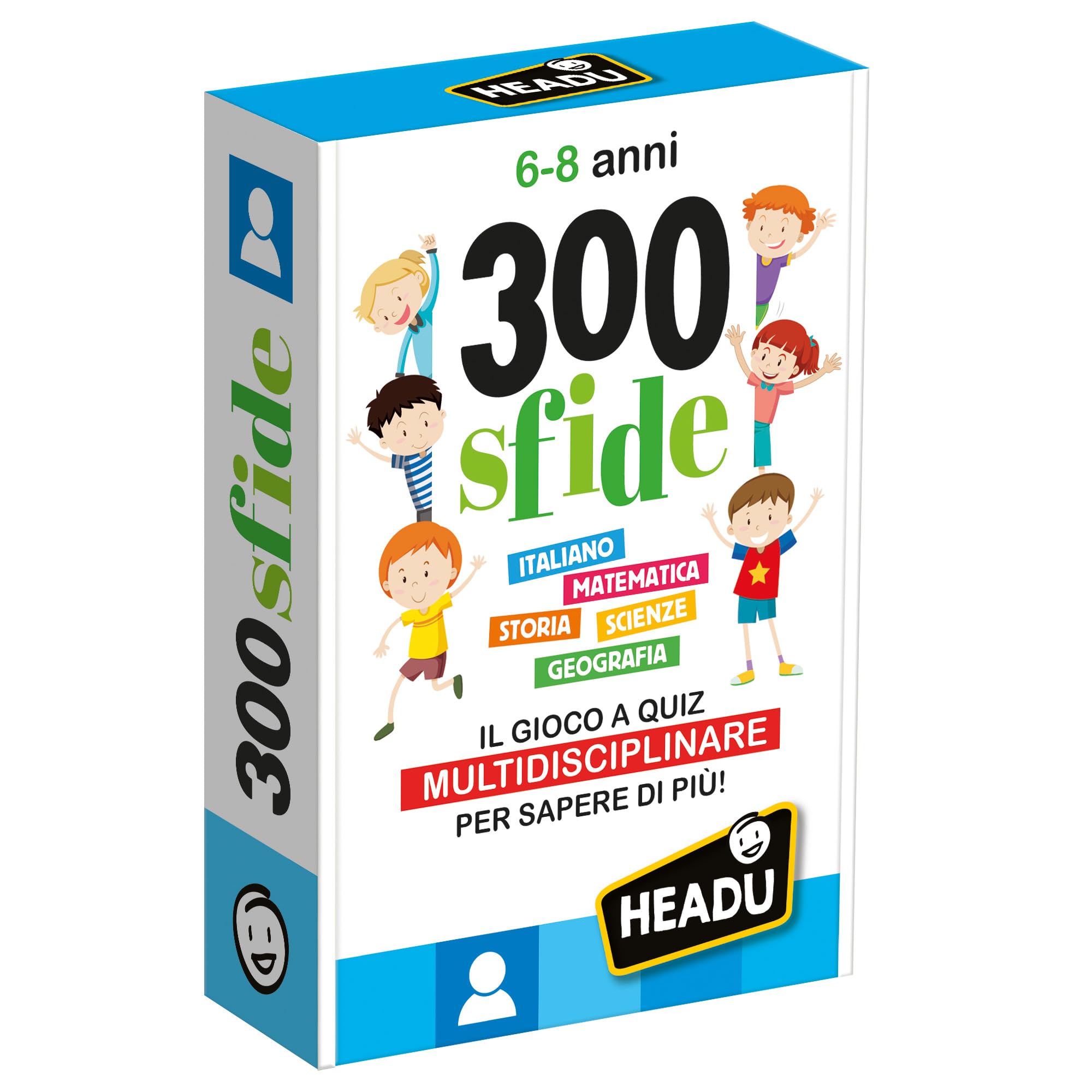 HEADU - 300 Sfide 6-8 Anni - Il Gioco A Quiz Multidisciplinare Per Sapere Di Più! | Giochi Educativi 6 7 8 Anni, Gioco Da Tavolo Bambini, Giochi Didattici Intelligenti, Regalo Bambino, Regalo Bambina
