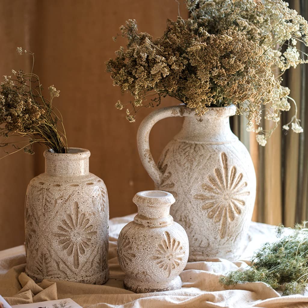 2 Vasi In Ceramica Bianca Per Fiori Secchi - Decorazione Boho Per Casa, Salotto O Cucina - Foto 14