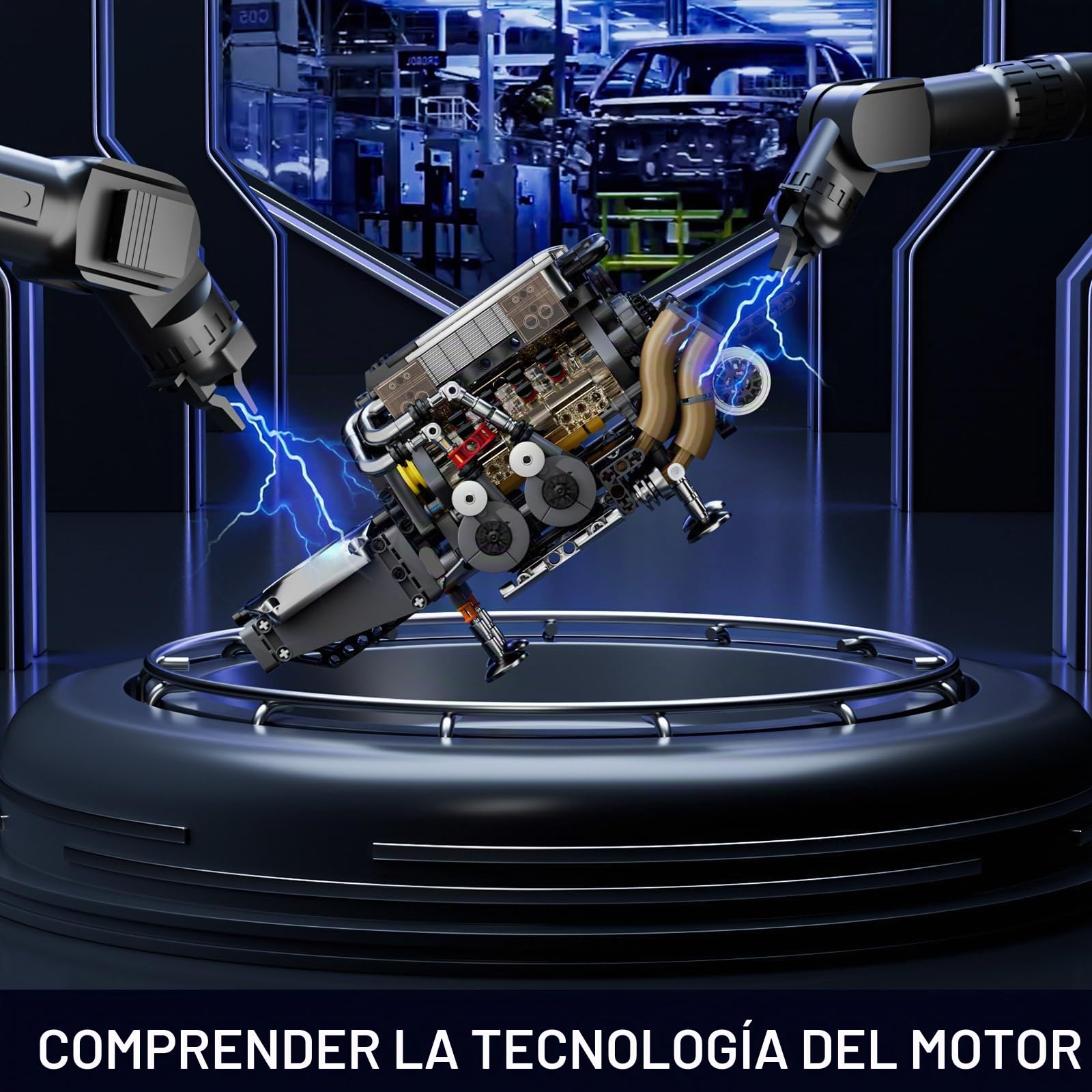 Mould King 10131 Tecnología W16 Kit De Motor Bloque De Construcción Bloque De Fijación del Modelo De Motor Adulto Kit De Motor De Cuatro Turbocompresores Motor Simulado (952 Piezas)
