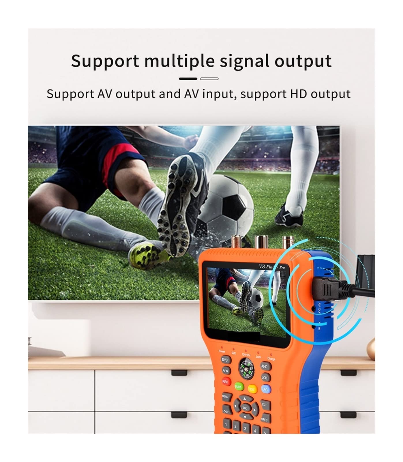 V8 Finder Pro/Finder2 HD H.265 Satellite Signal Finder S2X/T2/C/ATSC-C Calcola automaticamente l'angolo di AZ, EL Support ACM AHD(V8 Finder 2 grey)