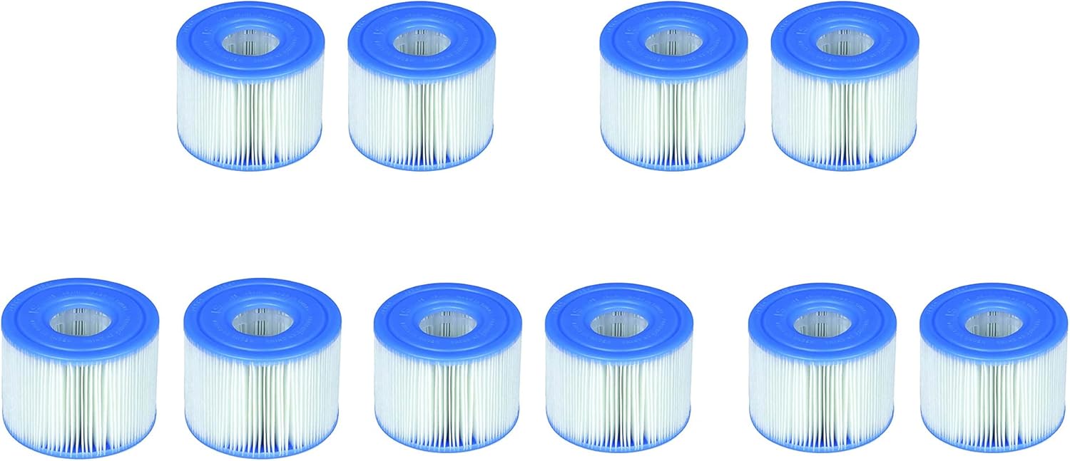 Intex 29001E PureSpa Type S1 Heavy Duty Easy Set Dacron Paper Hot Tub Spa Filter Replacement Cartridge for Various PureSpa Models, (10 Pack)