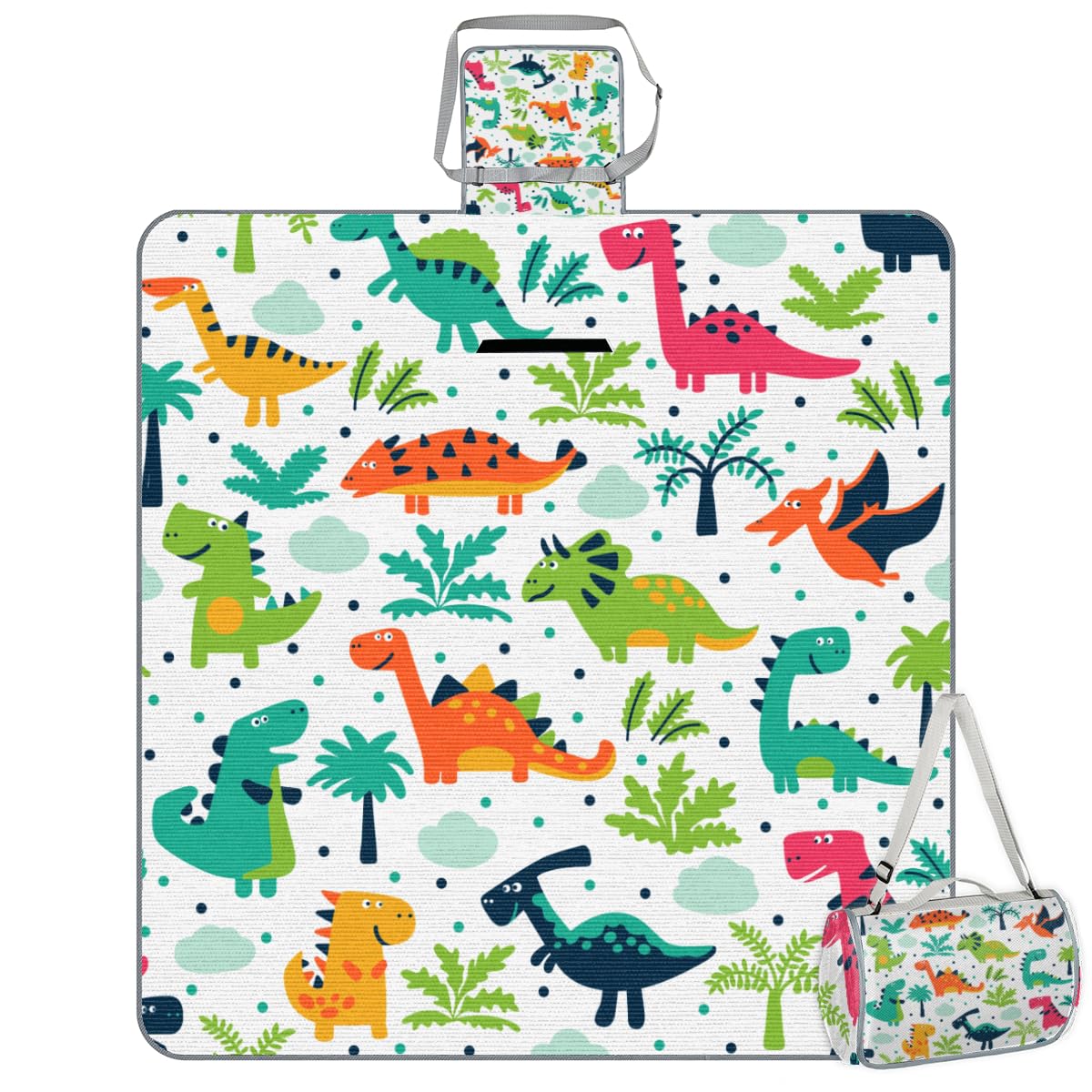 Shimoshe Picnic Blankets 57”x 59”, Cloudy Tree Dinosaur Waterproof Sandproof Picnic Mat Lightweight Foldable Beach Blanket for Camping Park Grass Beach Outdoor Blanket