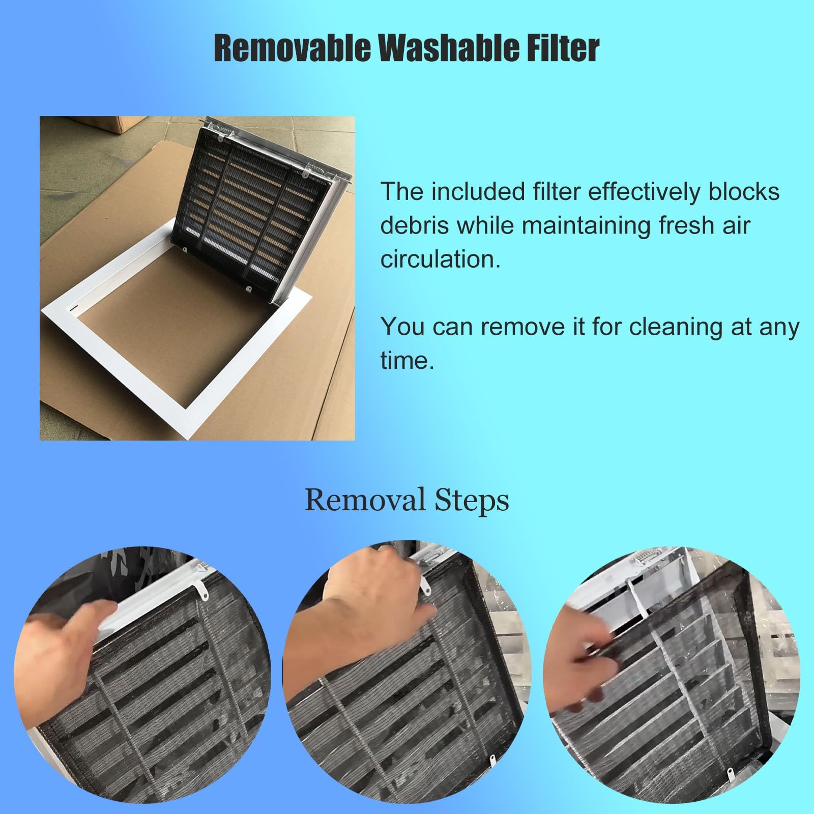 Rejilla de ventilación cuadrada de 12/14/16/18/24/25 pulgadas, panel de acceso de plástico prensado duradero para pared/techo, ideal para fontanería, válvula eléctrica, aire acondicionado (43 x 43 cm)