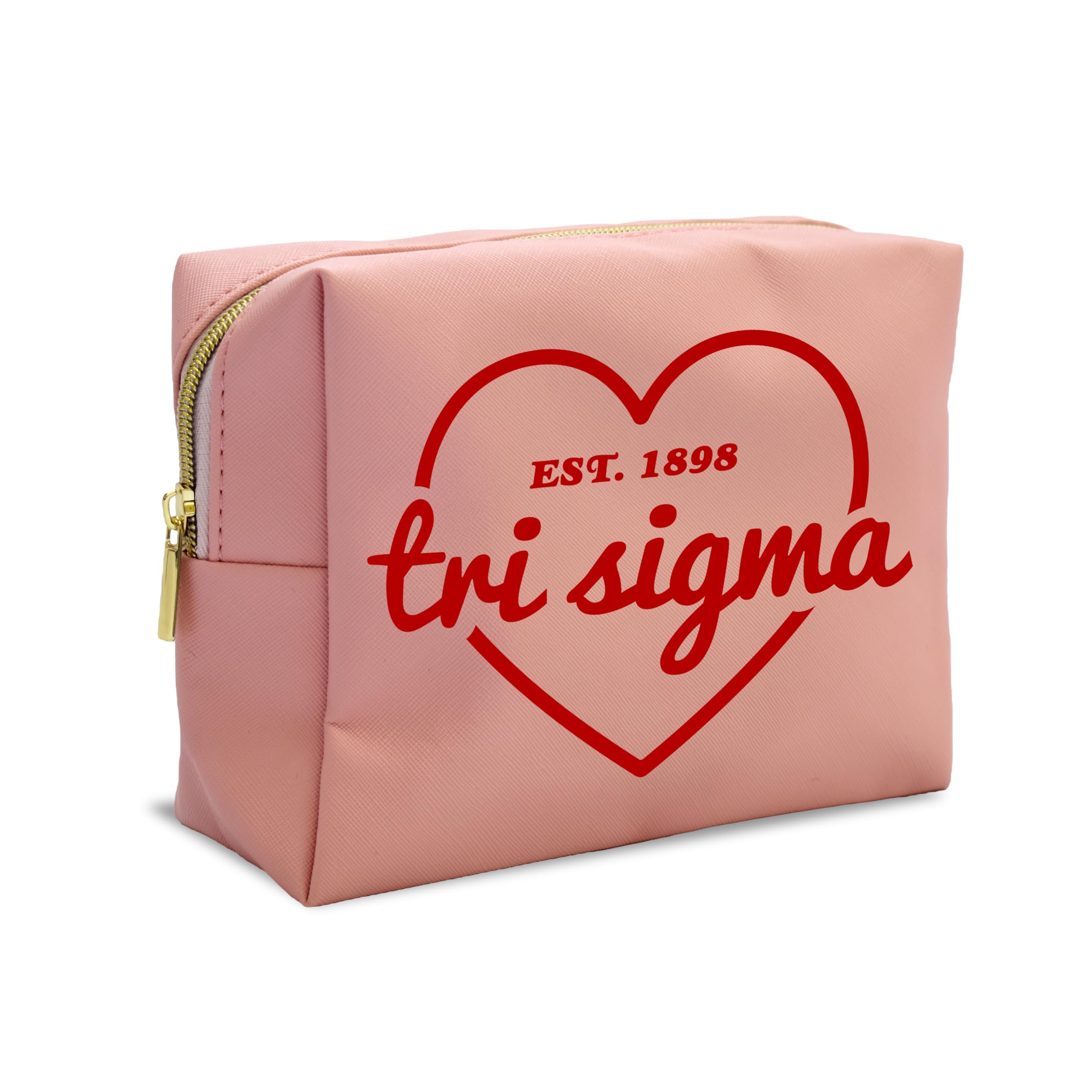 Sorority Shop Sigma Sigma Sigma Makeup Bag - Multi-Purpose PU Leather, Water-Resistant Makeup travel bag with Licensed Design and Zipper Closure,