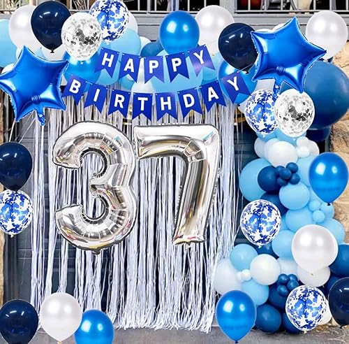 Miniatura 9 de Decoración de fiesta de cumpleaños número 30, globos de látex de papel de aluminio con estrella de 30 años, globos de confeti para hombres, él,