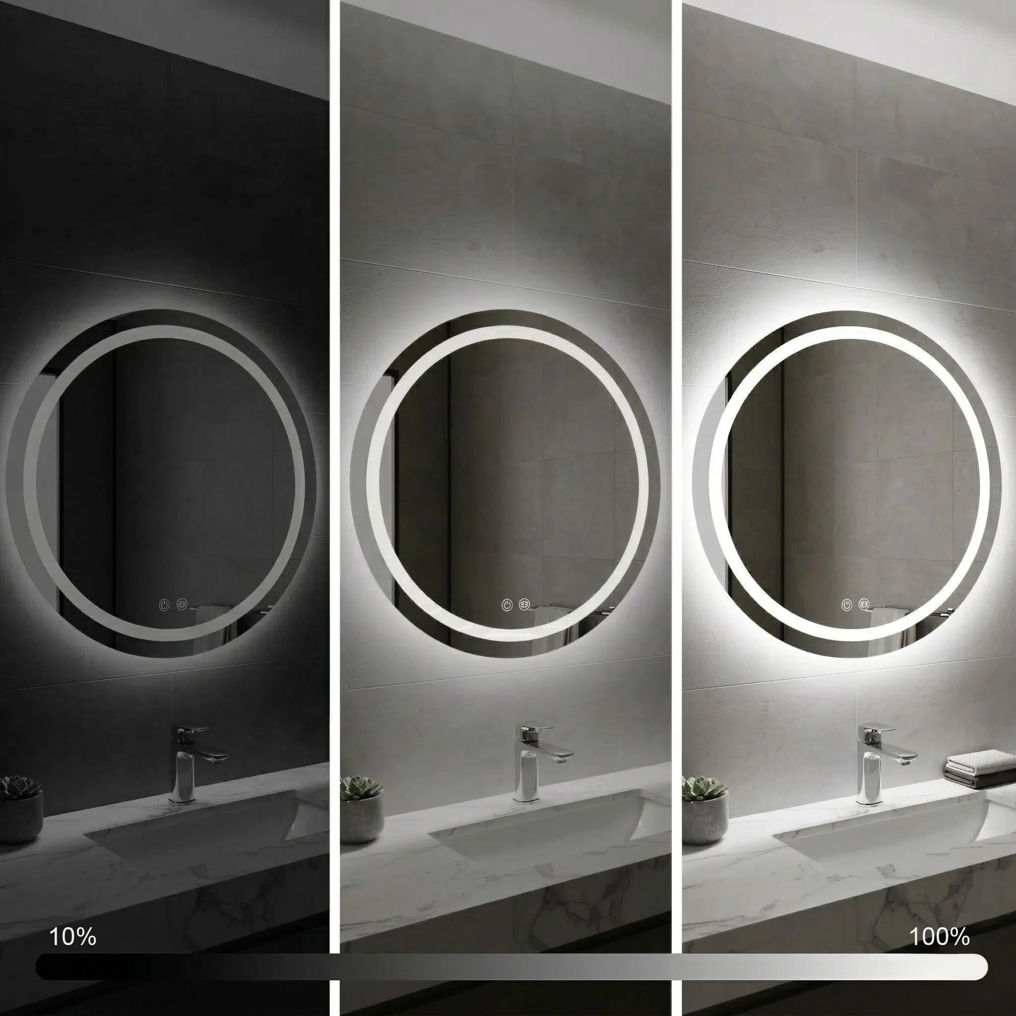 Rea - Lustro Ścienne Led Soft 90 Okrągłe - 2,5 x 90 x 90 cm