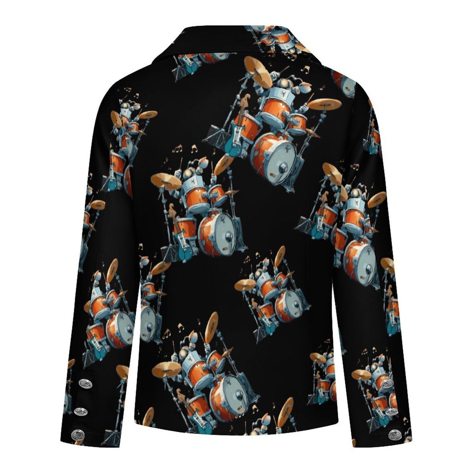 Drum Kit Playing Rock and Roll Giacche da donna con risvolto giacca elegante cappotto per abbigliamento formale casual