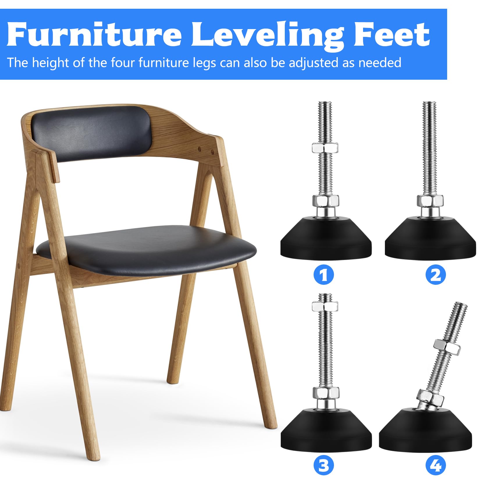 McBlast 8 Pcs M8 Adjustable Feet Levelling Feet, Adjustable Furniture Feets Furniture Legs - Image 4