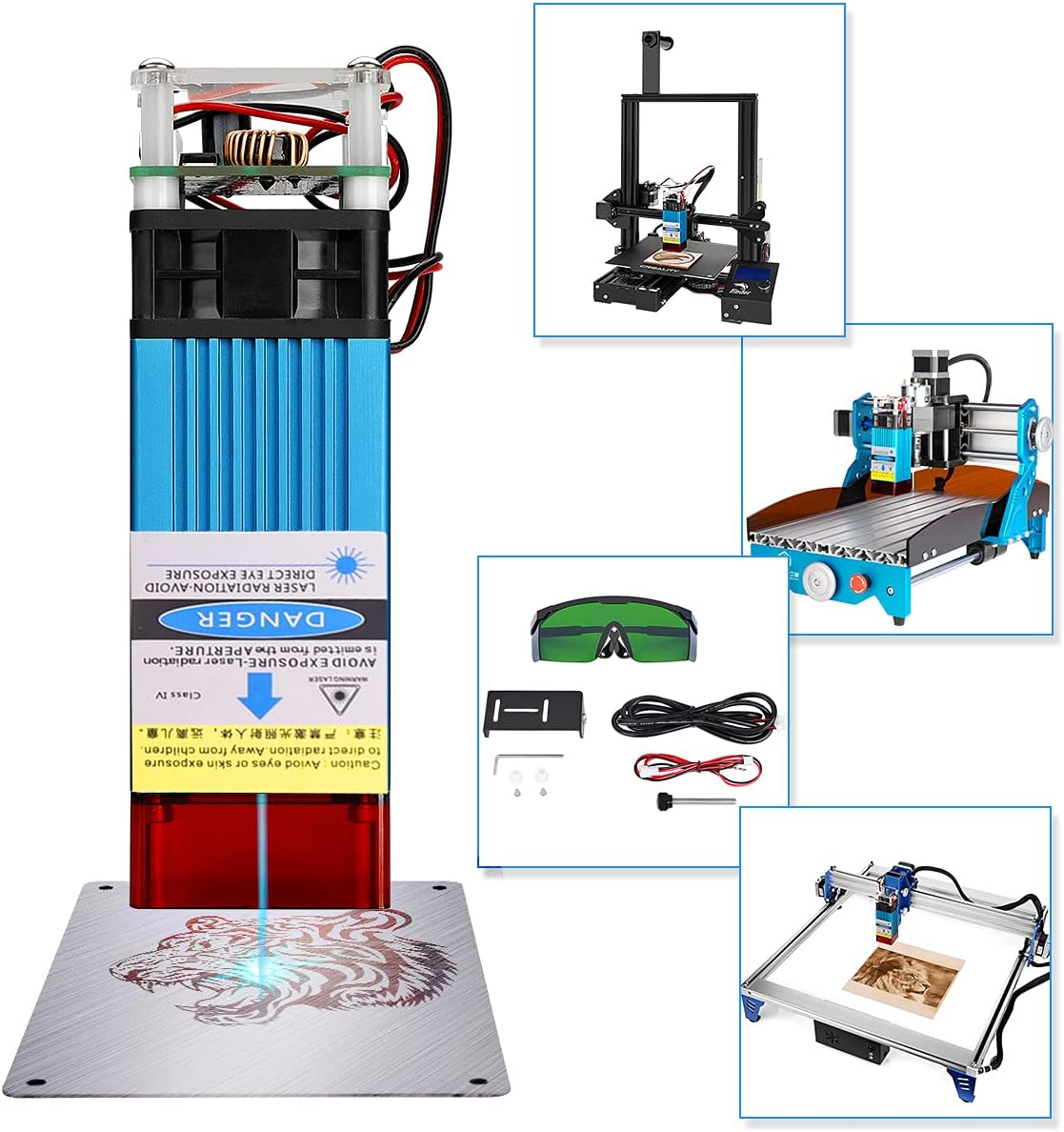 Comgrow 40W Laser Engraving Module Compressed Spot,5W Optical Power Laser Head Kit with Eye Protection Design for Ender Series 3D Printers and CNC Engraver Cutting Machine