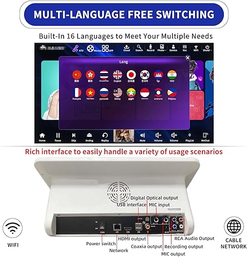 Miniatura 5 de Nueva máquina de karaoke 2023, pantalla táctil de 15.6 pulgadas, control de aplicación para teléfono, descarga gratuita de canciones, sistema de