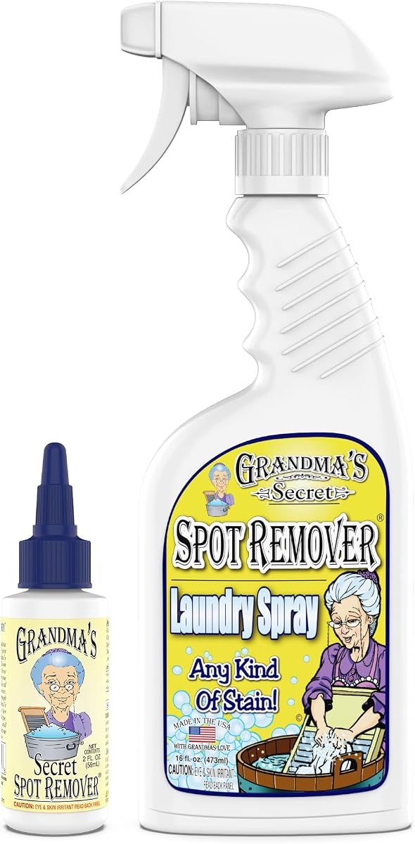 Spray quitamanchas para ropa, sin cloro, lejía ni toxinas para ropa, quitamanchas de tela que elimina manchas de aceite, pintura, sangre y mascotas, combo de 16 oz y 2 oz, DuoPack