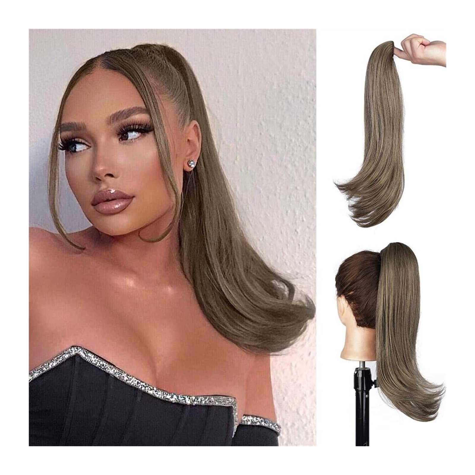 Chignon per Capelli Clip di estensione dei capelli della coda di cavallo sintetica lunga 16" Clip di artiglio del panino riccio sintetico for l'uso quotidiano delle donne Pezzo di Capelli Disordinato(