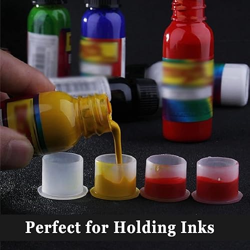 Miniatura 5 de SOTICA 300 tapas de tinta de tatuaje con base, tamaño mixto, tazas de tinta de tatuaje #11, pequeñas #14, medianas #17, tapas de pigmento grandes
