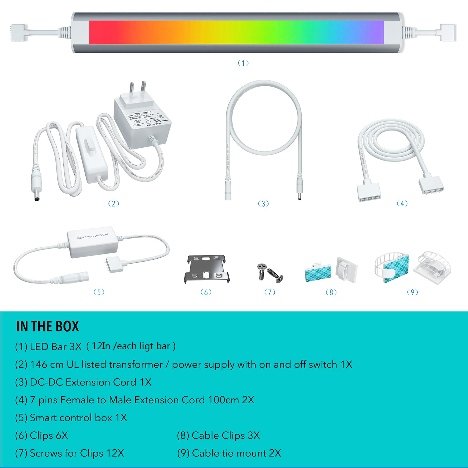Luces debajo del mostrador para cocina, tiras de luz RGB enchufables para estantería, luces de pared, iluminación sobre gabinete, luces LED enlazables, compatible con Alexa, Google Assistant, control