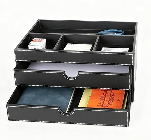 SYRWDXTX Armario de almacenamiento multifuncional para el hogar, archivador de oficina hecho de cuero, cajones y cuatro organizadores separados,