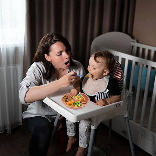 Miniatura 2 de Placas de succión para bebé, paquete de 3, platos divididos para niños pequeños, platos para bebés 100% de silicona de grado alimenticio, sin BPA,