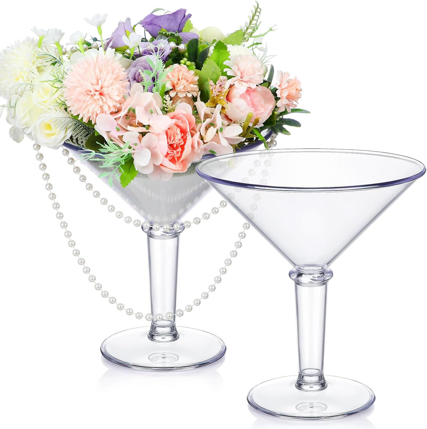Valentines Party Giant Martini Plastic Glasses Large 48oz Acrylic Shrimp Cocktail Glasses Jumbo Cup DIY Table Centerpieces for A Tini Bit Older Birthday Wedding Decor(2 Pcs,Clear) - Image 8