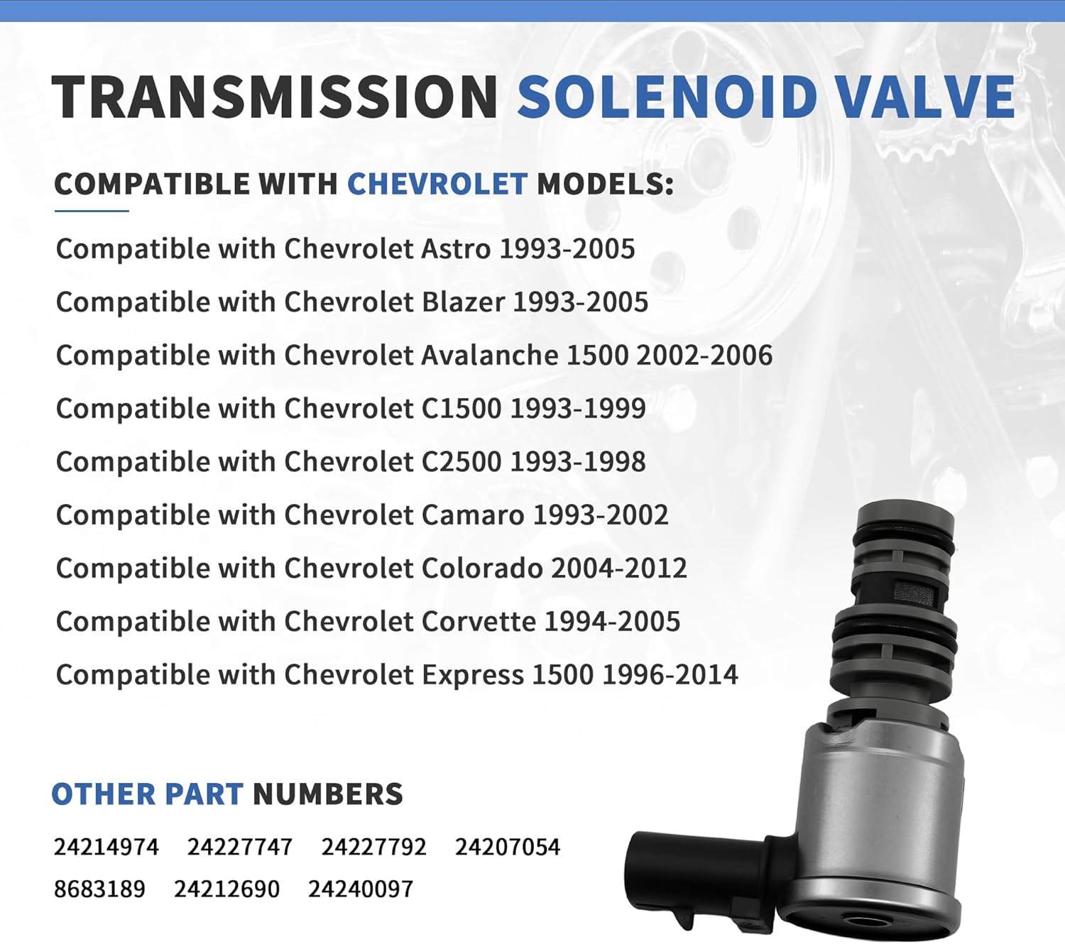 Transmission Torque Converter Clutch Pulse Width Modulation Solenoid Compatible with Hummer H3 H3T 2006-2010, fit for Buick Rainer 2004-2007, fit for Cadillac Escalade ESV EXT 1999-2007