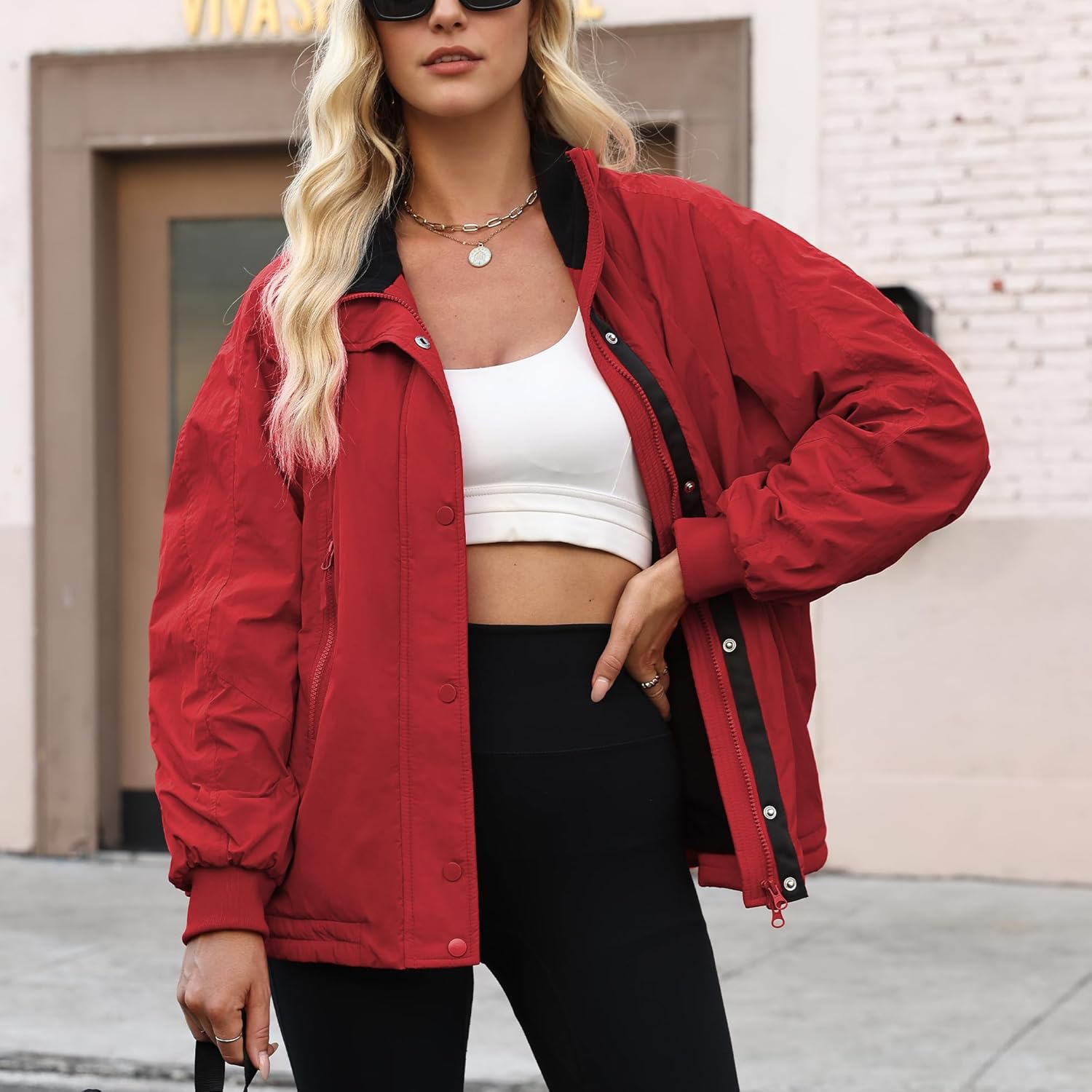 Winter Jackets for Women Long Sleeve High Neck Zipper Up Fleece Lined Overcoat Field Tripper Jacket with Pockets - Image 6