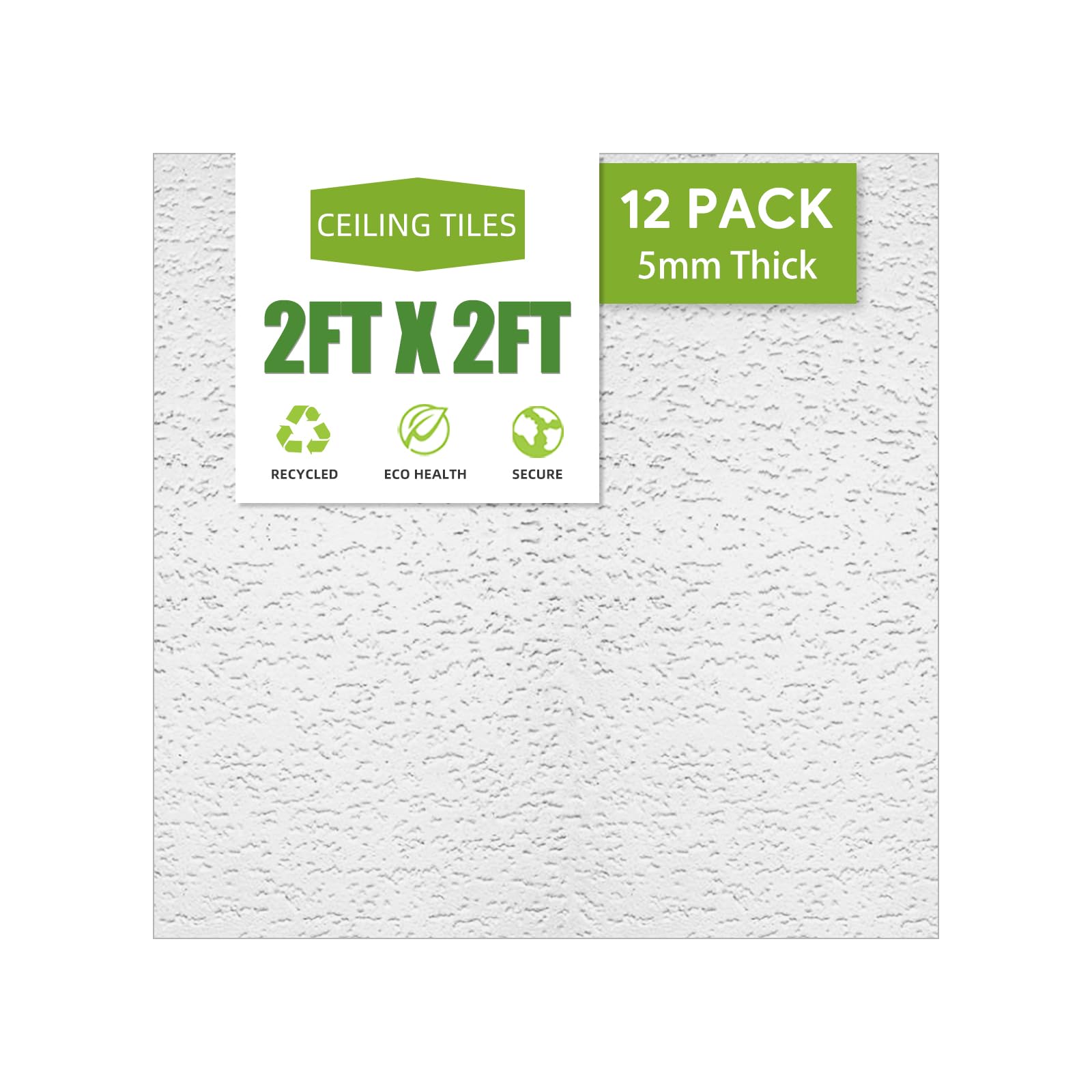 2ft x 2ft Drop Ceiling Tiles,Printed Pro Ceiling Tiles 24 x 24in. Waterproof, Washable and Fire-Rated - Reusable - High-Grade PVC to Prevent Breakage-Package of 12 Tiles