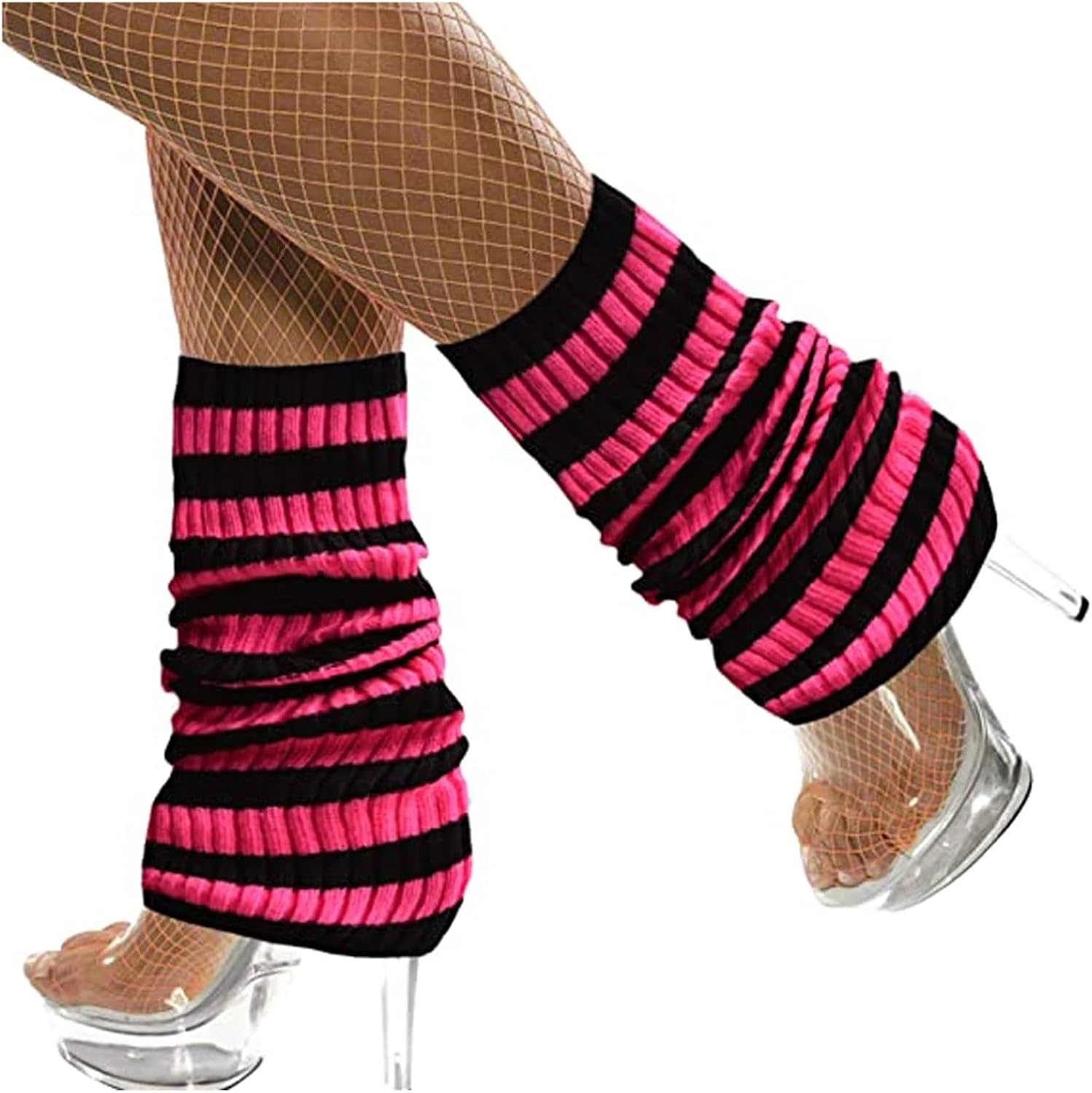 3 Pcs Women's Autumn Long Knitted Foot Cover Leg Breathable Warmers Winter Protector Stocking Legging Ladies Striped Warmersocks(Color 3)