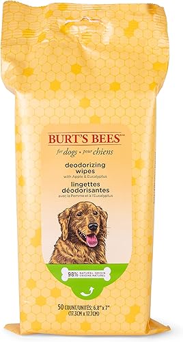 Burt's Bees Toallitas desodorizantes para perros Toallitas para perros para olores y aseo Sin crueldad, sin sulfatos ni parabenos, pH equilibrado