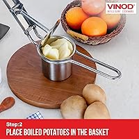 Vista 5 de Vinod Ricer de papas grande - Triturador de papas de acero inoxidable resistente Prensa manual y puré para frutas y verduras Herramienta