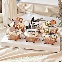 Vista 29 de 50 PCS Boho Cake Toppers Mini Balls Cake Topper Various Dried Pampas Grass Cake Decor for Boho Home Wedding Cake Decoration (Gold Pink Hot Pink)