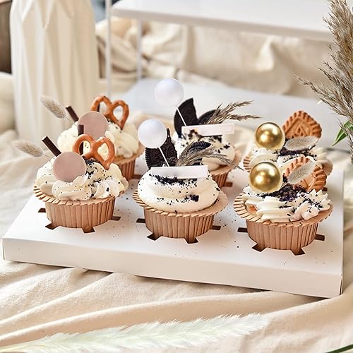 Miniatura 29 de 50 PCS Boho Cake Toppers Mini Balls Cake Topper Various Dried Pampas Grass Cake Decor for Boho Home Wedding Cake Decoration (Gold Pink Hot Pink)