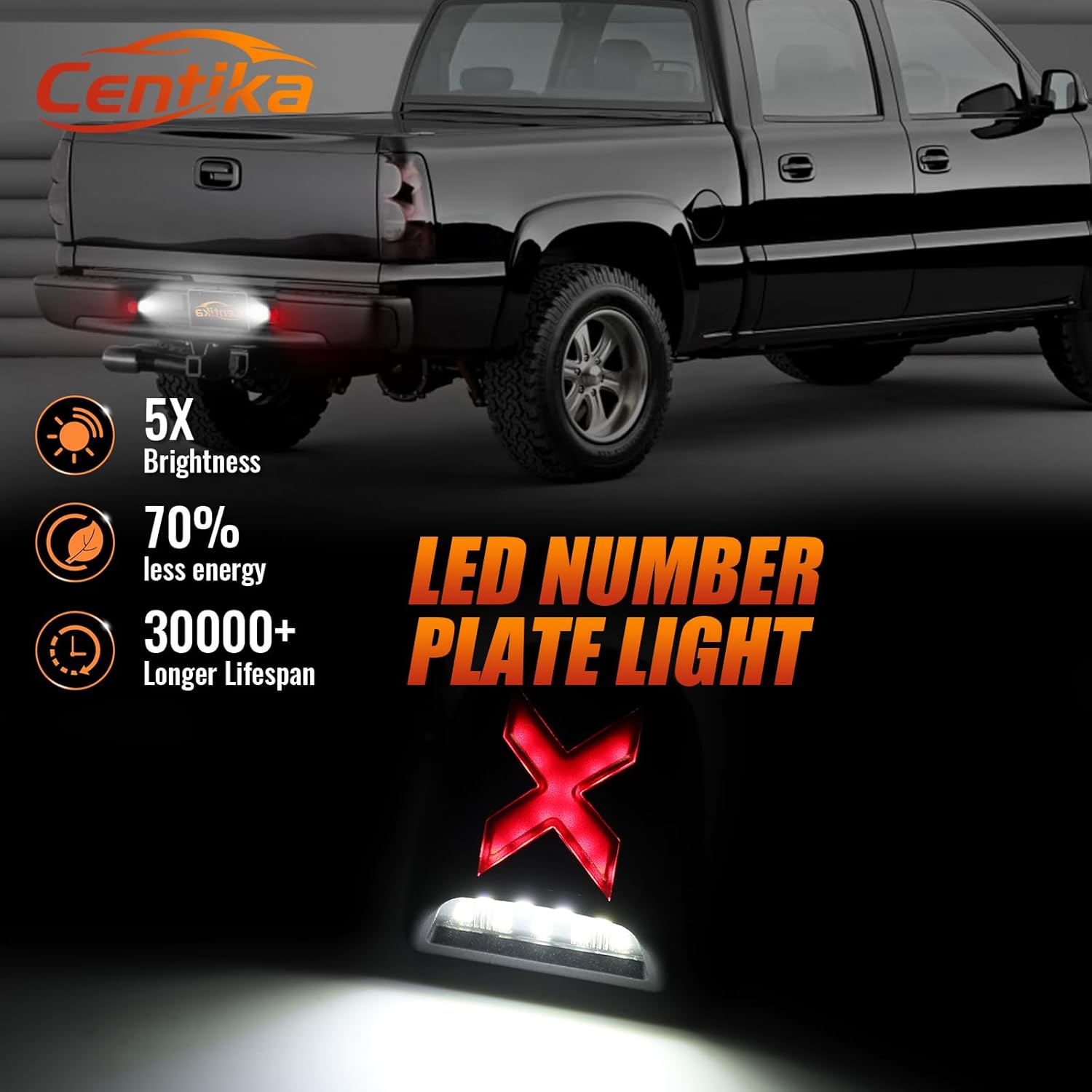 LED License Plate Lights Tag Light Lamp for Chevrolet Silverado Tahoe Suburban Avalanche GMC sierra Yukon Cadillac Escalade EXT ESV, 6000K White & Red Lens, Pack of 2 (Xstyle Patent Pending)