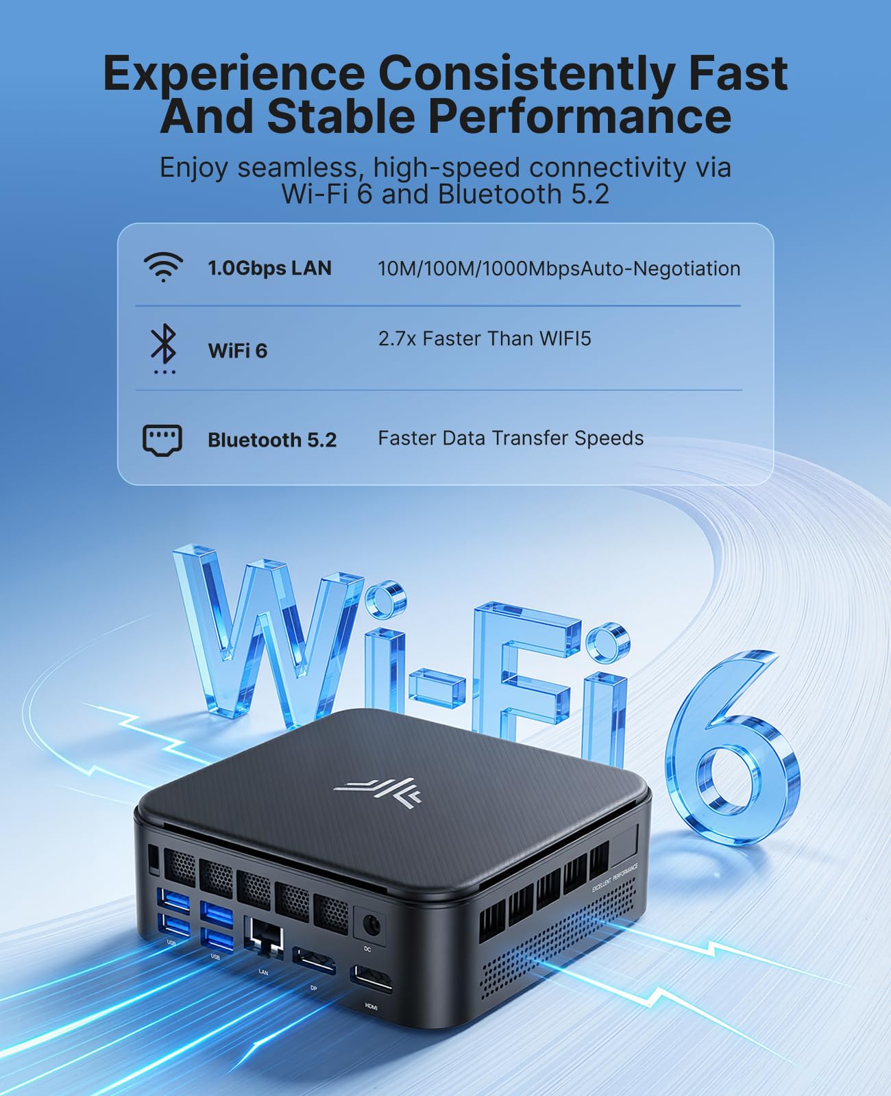 NiPoGi E3B Mini PC ΑΜD Ryzen Embedded V2748(Max 4.3GHz, 8C/16T, migliore di 5825U/7730U), 16GB DDR4/512GB SSD, WiFi 6/BT 5.2/4K@60Hz Triplo Display(HDMI 2.0+DP 1.4+Type-C) W-11 Pro RJ45
