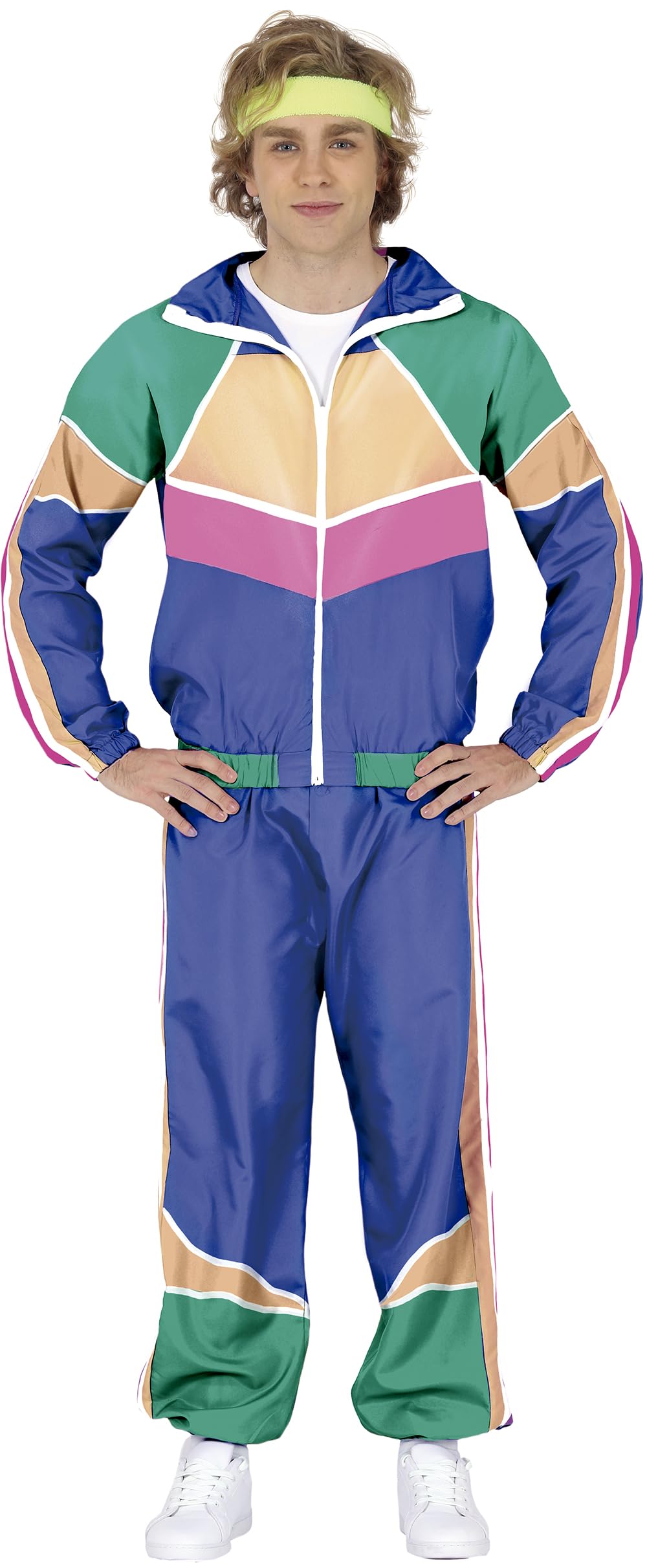 FIESTAS GUIRCA 80s Gymnast Tracksuit Fancy Dress Costume Adult Man Size Medium