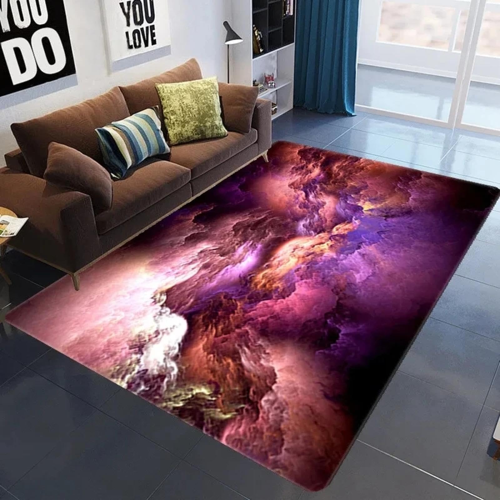 Tapis de nuages colorés antidérapant et grand format 140x200cm pour sécuriser le salon