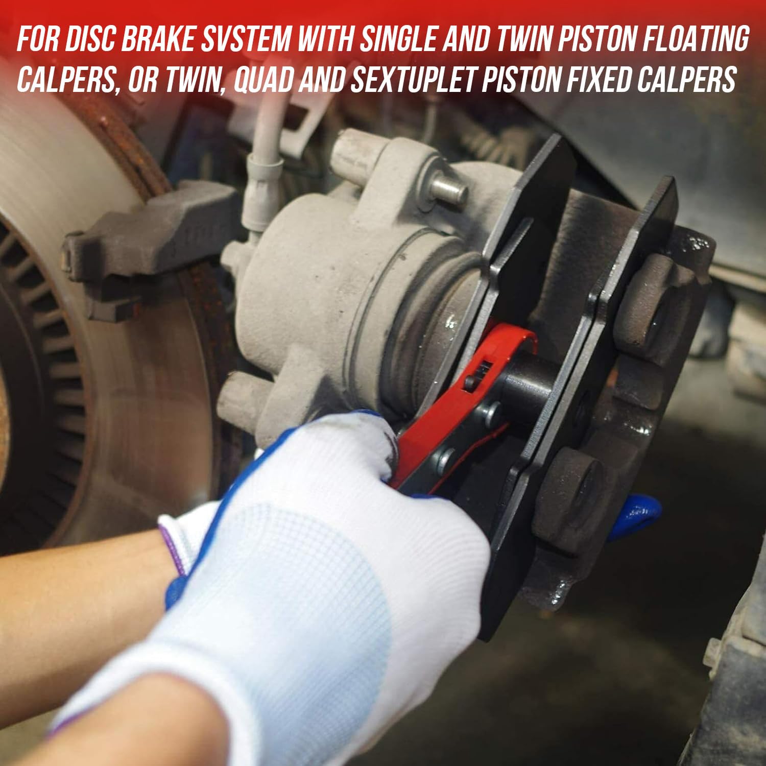Outil de Presse pour étrier de Frein et 4 Crochets, clé à cliquet Extensible à 360°, écarteur de Piston pour Freins à Disque à Piston Simple, Double, Quadruple et sextuple