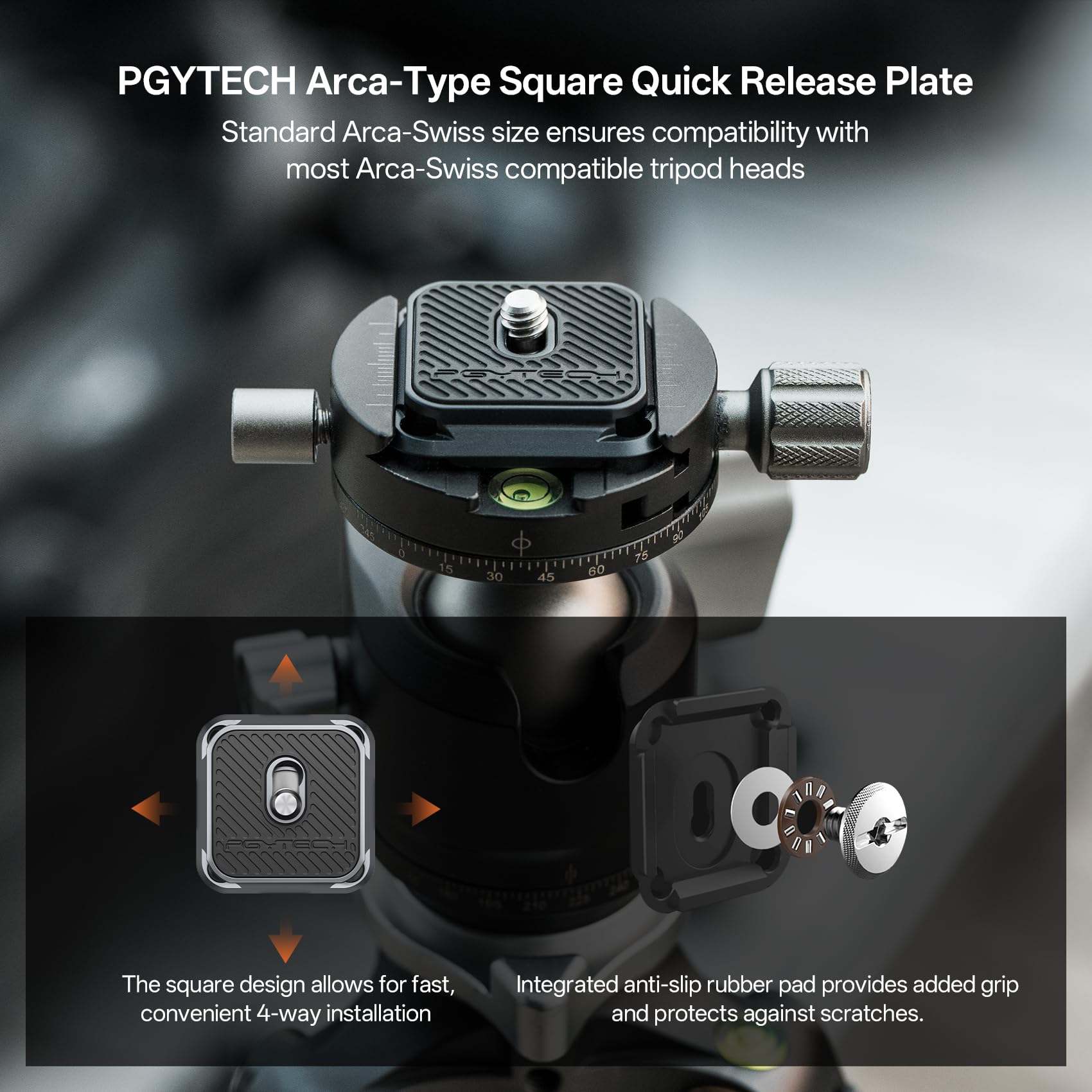 PGYTECH Supporto per Tracolla per Fotocamera con Morsetto a Sgancio Rapido & Kit Piastra, Base Adattatore per Fotocamera in Lega di Alluminio Arca Swiss per Tracolle, Treppiedi, Stabilizzatori