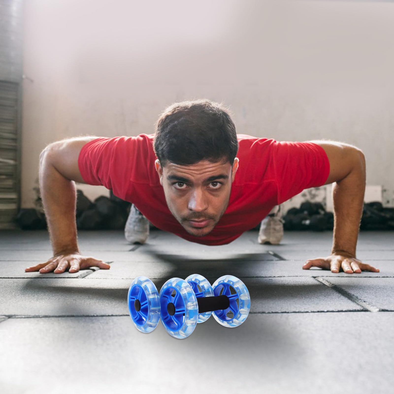 Rueda para Abdominales de Doble Rueda Azul Asas Antideslizantes