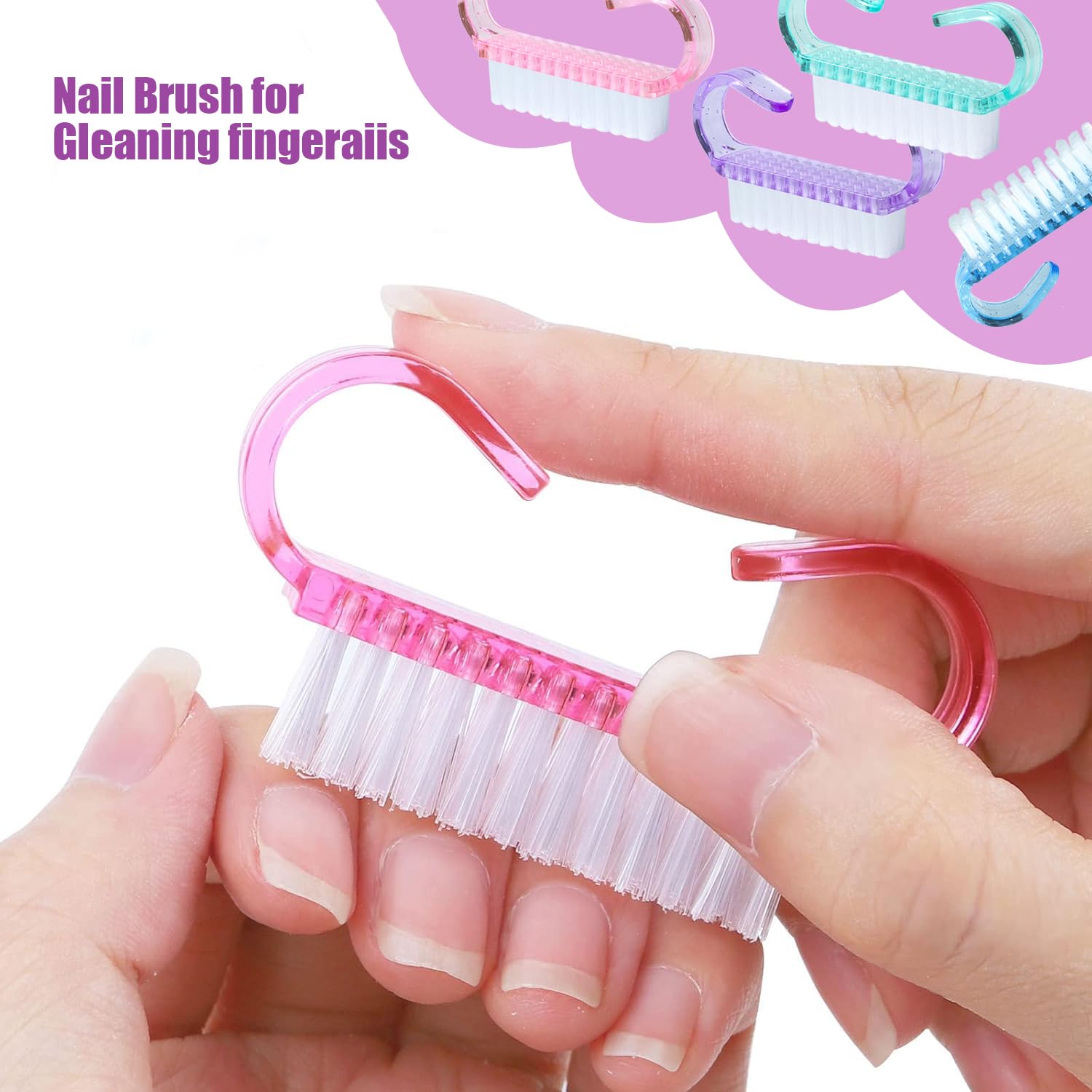 24 Pezzi Spazzolino Unghie,Pennello per Unghie,Pennello con Manico in Plastica Strumento di Pulizia per Nail Art, Spazzola per la Pulizia delle Mani, Pulizia e Lavaggio Quotidiano
