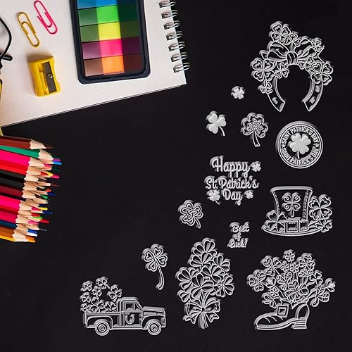 Miniatura 5 de GLOBLELAND Lucky Clover - Sellos transparentes de silicona para el día de San Patricio, sellos transparentes para cumpleaños, tarjetas del día de