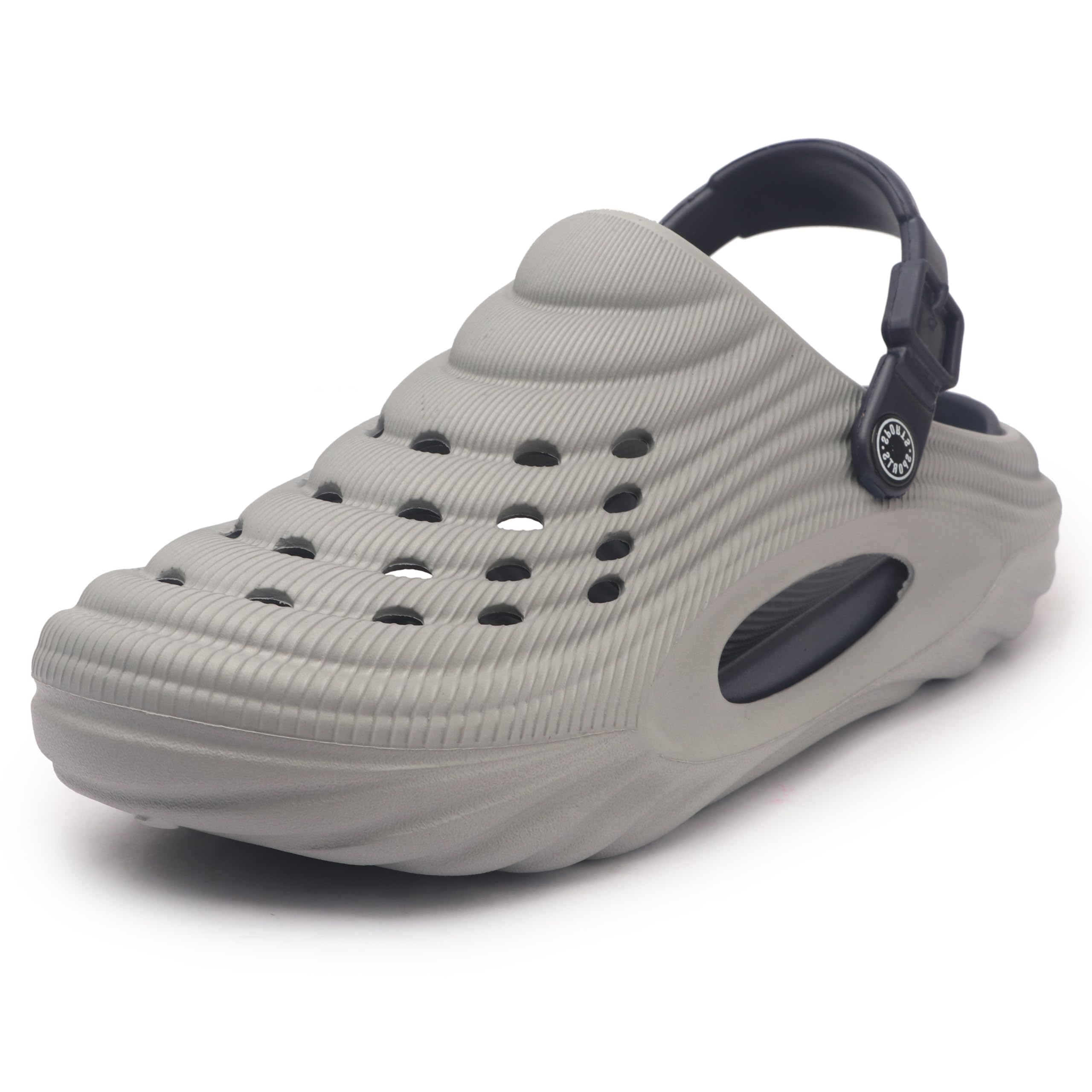Men's Comfort Clogs, Lightweight EVA Slip-On with Back Strap, Slip Resistant, Black and Red, Solid Pattern-image-25