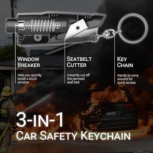 Miniatura 2 de SINSEN Cortador de cinturón de seguridad para romper ventanas, llavero de seguridad de emergencia para automóvil, herramienta de escape de cinturón