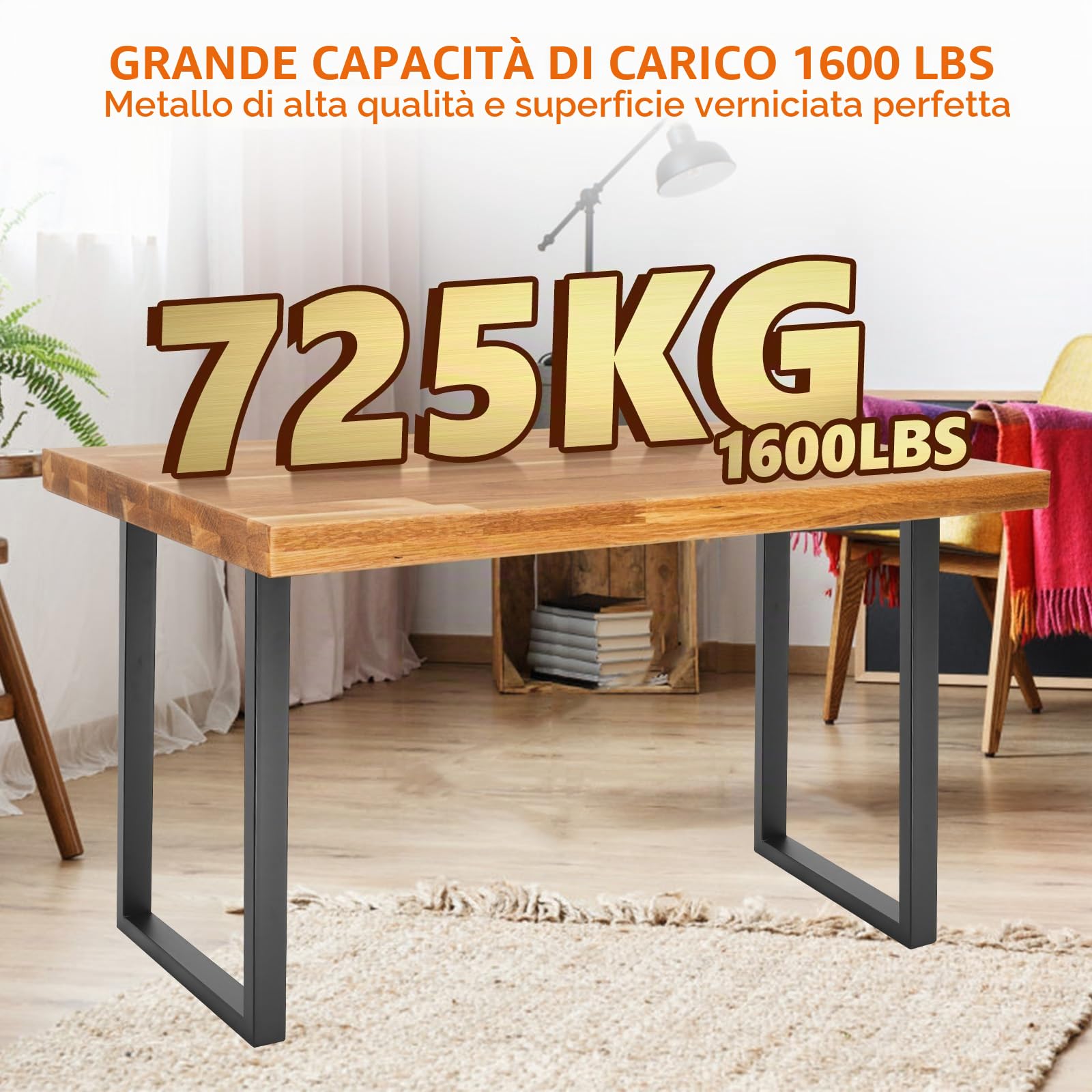Homtone Set di 2 gambe da tavolo in metallo resistente, stile industriale rustico, fai da te, gambe per tavolo da caffè, scrivania fai da te, panca da bar per la colazione, altezza 71 x larghezza 45