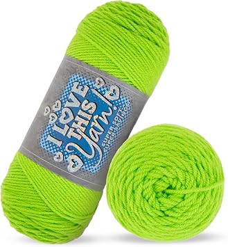 I Love This Yarn 4 - Medium Soft Skein 355 Yards of Acrylic Yarn for Crocheting Blankets, Hats, More Craft Supplies for Handcrafting Accessories, Limelight