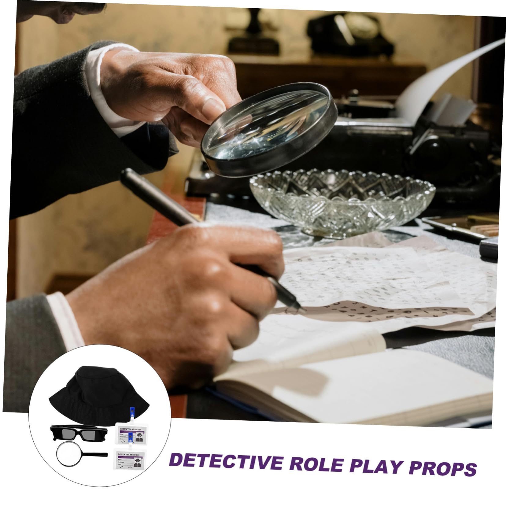 HONMEET Detective Props Set Lens Glasses Cosplay Detective Kit for Parties