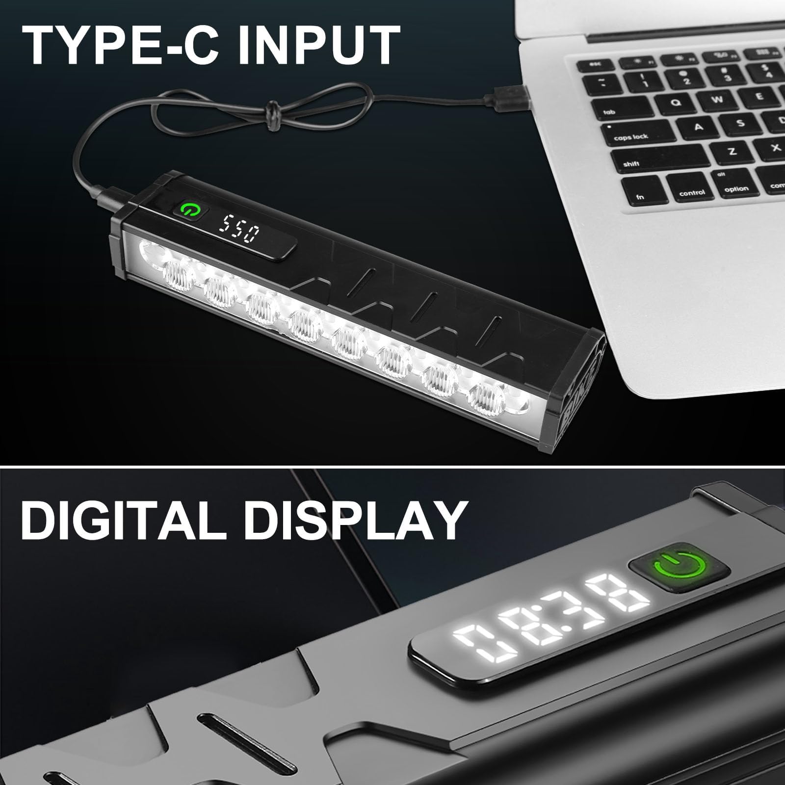 Luces para bicicleta, 17 LED de 25500 lúmenes, luz de bicicleta con 4 modos, 10000 mAh, luz recargable por USB, faro de bicicleta con pantalla de alimentación digital, luces de haz ancho para montar