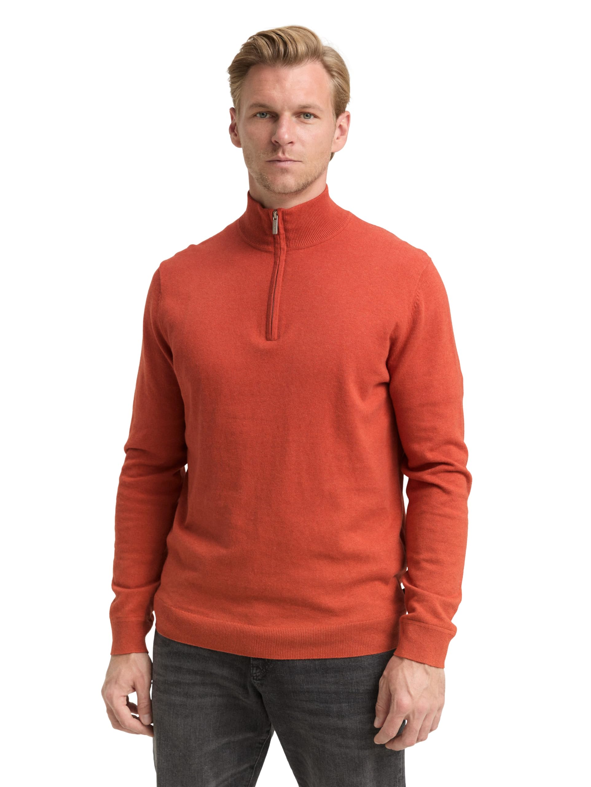 Tom Tailor Herren 1048018 Troyer Strickpullover mit Kaschmir-Anteil (1er Pack)