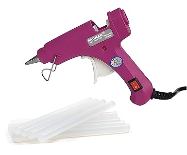 Fadman Electric 20W Magenta Mini Hot Melt Glue Gun With 8 Pcs Hot Melt Glue Stick Standard Temperature Corded Glue Gun (7 mm)