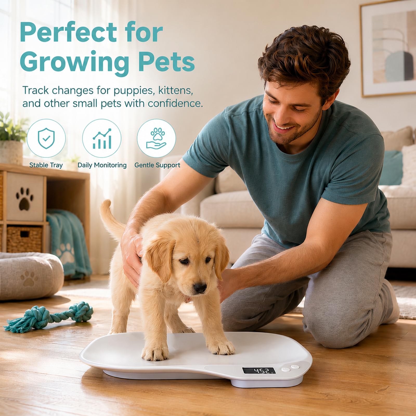 Digitale Waage für Haustiere, Tierwaage für Kleine Tiere, Digitale Haustierwaage(g/oz/ml/lb.oz), Hundewaage bis 15 Kg, LCD Digitale Katzenwaage, Tierwaage Kleintiere für Katzen,Haustiere, Küche
